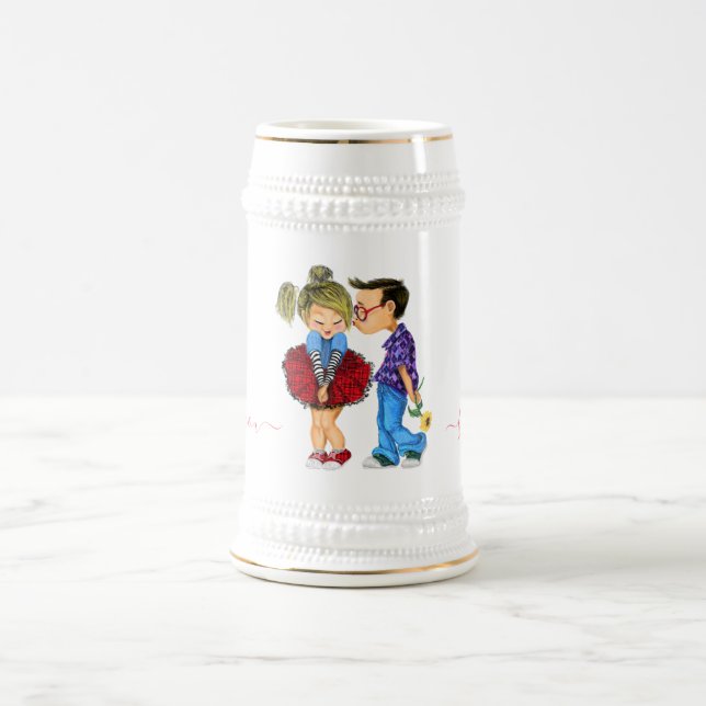 Bierstein mit romantischem Paar - Liebe Bierglas (Mittel)