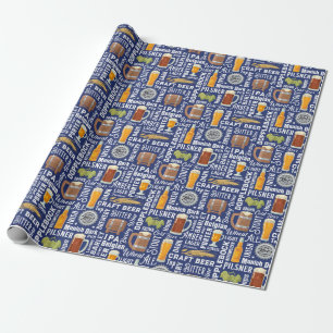 Bierstile Blaues Wrapping Paper Geschenkpapier