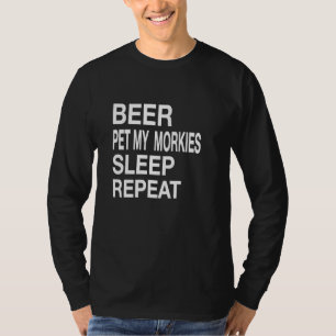 Biertiere Morkies Sleep Wiederholung Weiße Liebe L T-Shirt