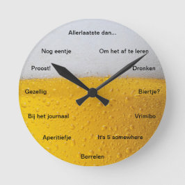 Biertje Klok met grappige tekst Runde Wanduhr