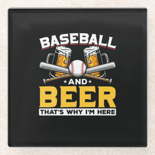 Biertrinker Baseball Bier Humor Geburtstag Glasuntersetzer (Vorderseite)