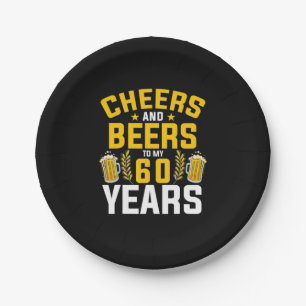 Biertrinker Prost und Bier auf meine 60 Jahre Gebu Pappteller