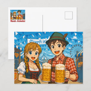 Bierverkostung während des Oktoberfests in München Postkarte