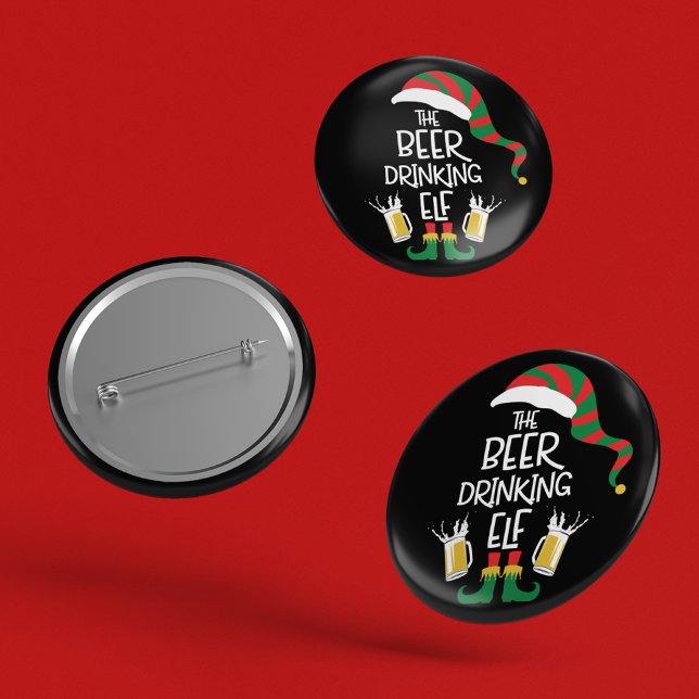 Bierweihnachtself Funny Typografy Holiday Button (Von Creator hochgeladen)