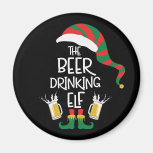 Bierweihnachtself Funny Typografy Holiday Magnet