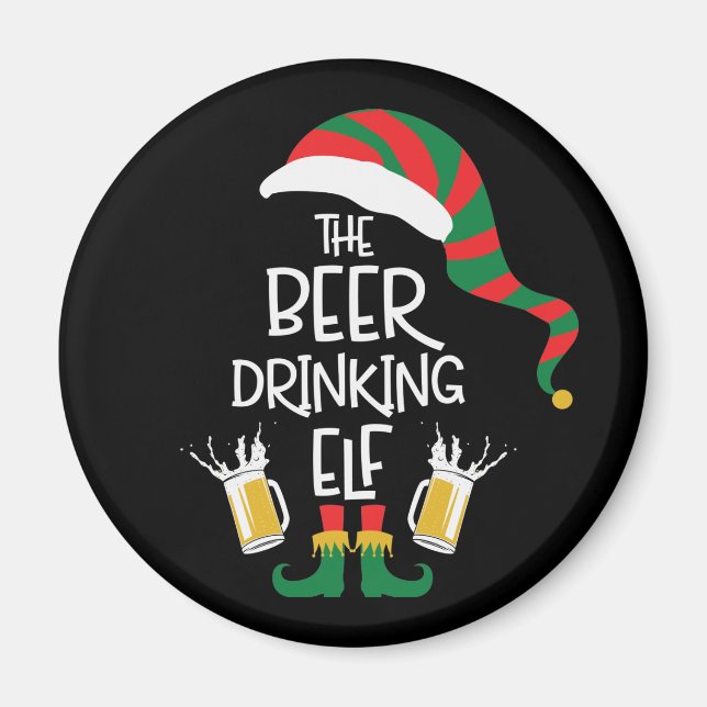 Bierweihnachtself Funny Typografy Holiday Magnet (Vorne)