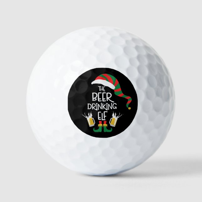 Bierweihnachtself Funny Typografy Personalisiert Golfball (Vorderseite)