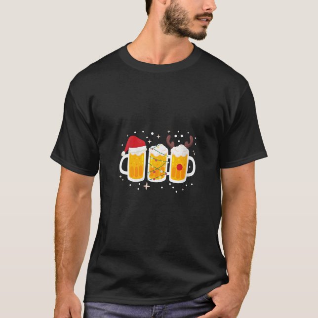 Bierweihnachtsfest Tasse Santa Reindeer Reinbeer X T-Shirt (Vorderseite)