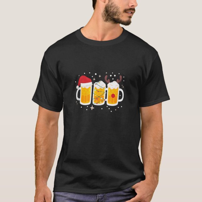 Bierweihnachtsfest Tasse Santa Reindeer Reinbeer X T-Shirt (Vorderseite)