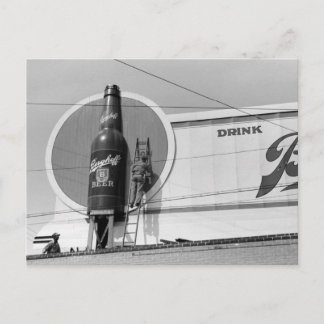 Bierwerbung, Reklametafeln, 1940 Postkarte