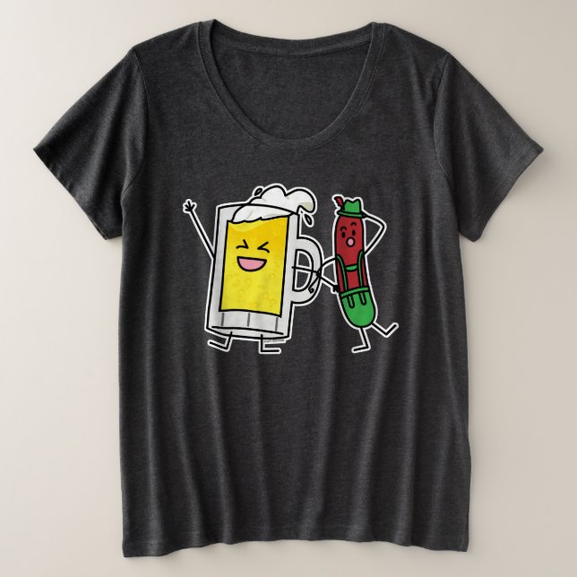 Bierwurst Oktoberfest Oktoberfest Lederhosen Große Größe T-Shirt (Design vorne)