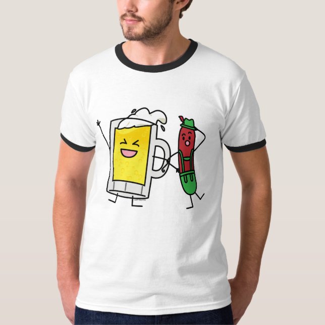 Bierwurst Oktoberfest Oktoberfest Lederhosen T-Shirt (Vorderseite)