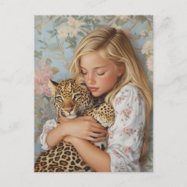 Bieter Embrace mit Leopard Postkarte