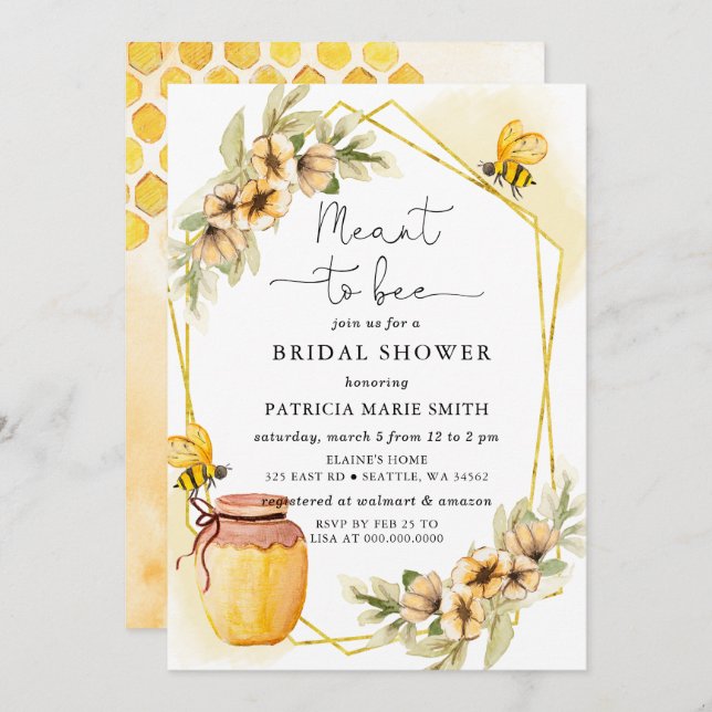 Bietet Honigbienen-Brautparty Einladung (Vorne/Hinten)