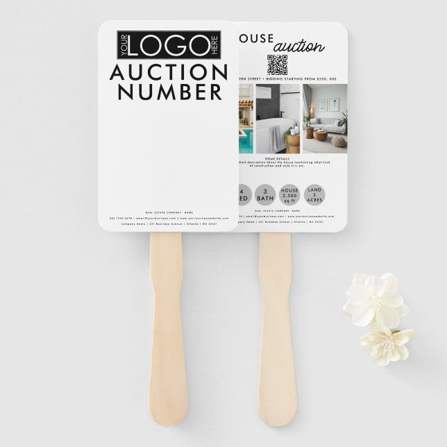 Bietungspaddel für Real Anwesen Agent House Fächer (Vorne und Hinten)