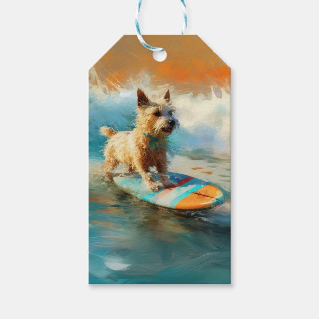 Biewer Terrier Beach Surfmalerei Geschenkanhänger (Vorderseite)