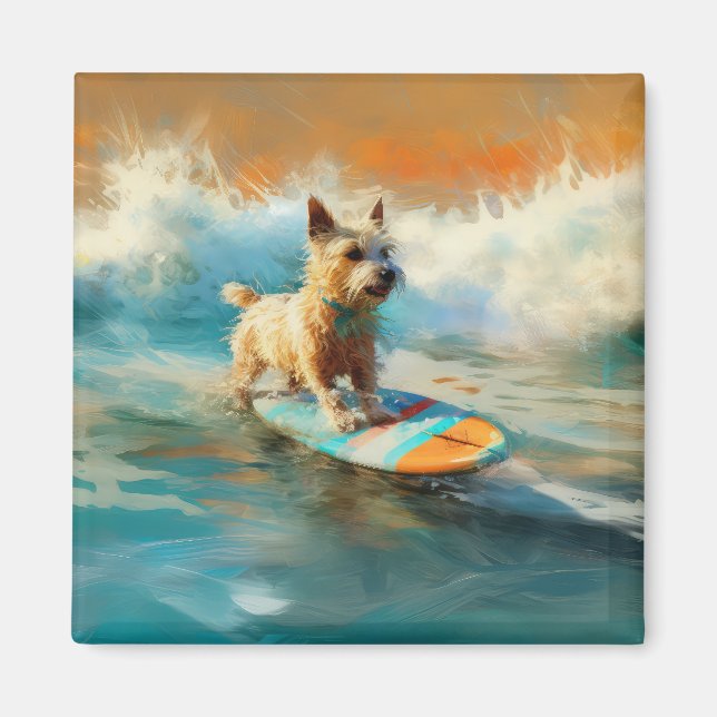 Biewer Terrier Beach Surfmalerei Magnet (Vorne)