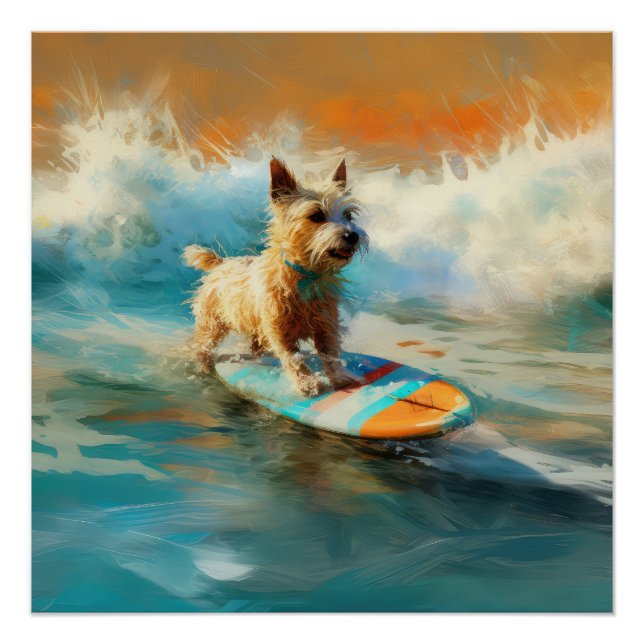 Biewer Terrier Beach Surfmalerei Poster (Vorderseite)