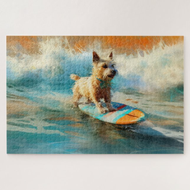 Biewer Terrier Beach Surfmalerei Puzzle (Horizontal)