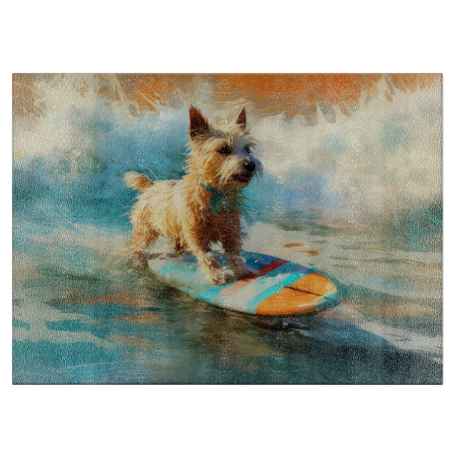 Biewer Terrier Beach Surfmalerei Schneidebrett (Vorderseite)