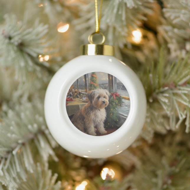 Biewer Terrier Christmas Cruise: Pawsome Holiday Keramik Kugel-Ornament (Baum)