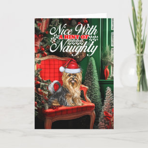 Biewer Terrier Christmas Dog Naughty oder Nice Feiertagskarte