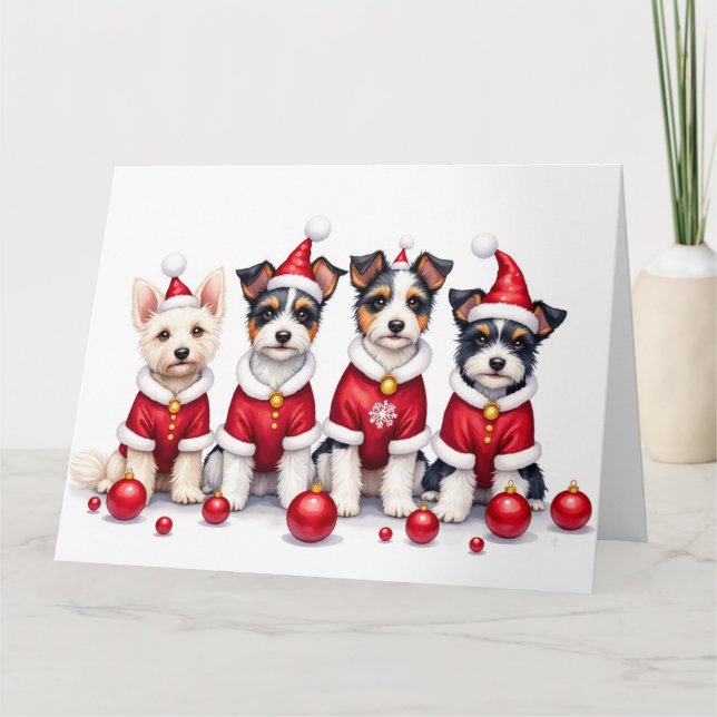 Biewer Terrier Christmas Dress Santa Hat Karte (Vorderseite)