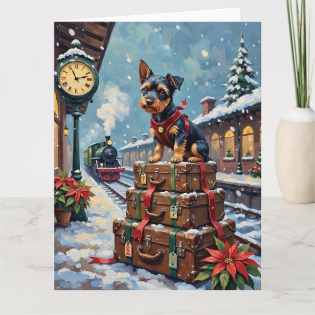 Biewer Terrier Christmas Holiday Travel Karte (Vorderseite)