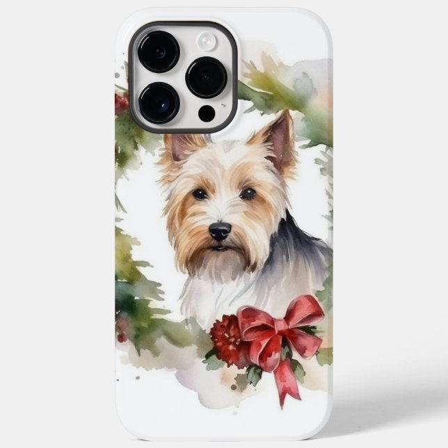 Biewer Terrier Christmas Wreath Festive Pup Case-Mate iPhone Hülle (Rückseite)
