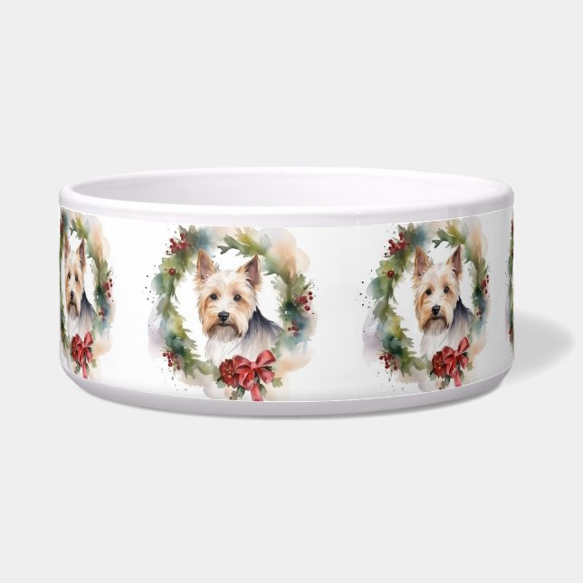 Biewer Terrier Christmas Wreath Festive Pup Napf (Vorderseite)