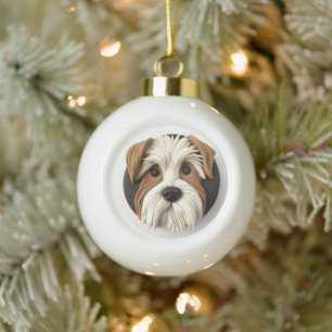 Biewer Terrier Dog 3D Inspiriert Keramik Kugel-Ornament