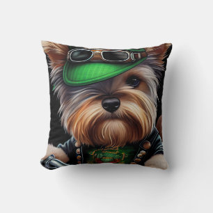 Biewer Terrier Dog Autofahrrad St. Patrick's Day Kissen