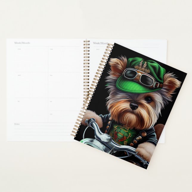 Biewer Terrier Dog Autofahrrad St. Patrick's Day Planer (Anzeige)