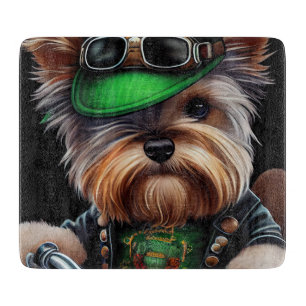 Biewer Terrier Dog Autofahrrad St. Patrick's Day Schneidebrett