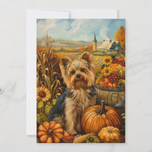 Biewer Terrier Dog Autumn Harvest Erntedank Feiertagskarte
