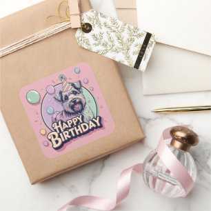 Biewer Terrier Dog Colorful Quadratischer Aufkleber