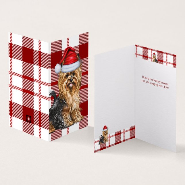 Biewer Terrier Dog Holiday Karierte Weihnachten (Innenseite und Außenseite)