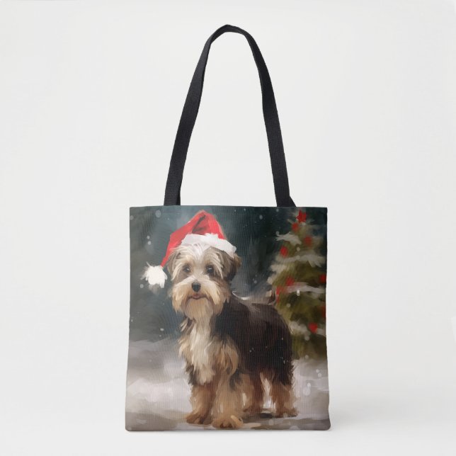 Biewer Terrier Dog in Schneehocht (Vorderseite)
