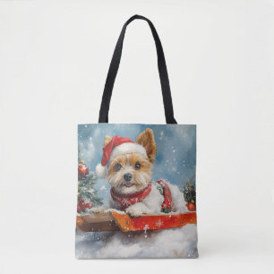 Biewer Terrier Dog in Sledge Let it Snow Christmas