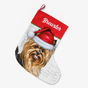 Biewer Terrier Dog mit Hundenname Großer Weihnachtsstrumpf