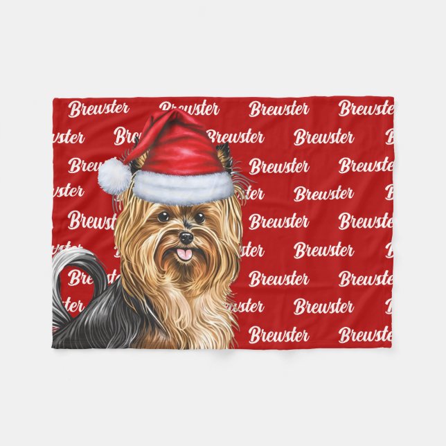 Biewer Terrier Dog mit Namen Weihnachtsfeiertag Fleecedecke (Vorderseite (Horizontal))