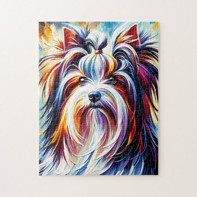 Biewer Terrier Dog Portrait Akrylkkunstdruckhund Puzzle (Vertikal)
