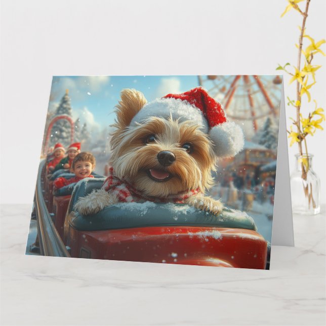 Biewer Terrier Dog Roller Untersetzer Weihnachten Karte (Gelbe Blume)