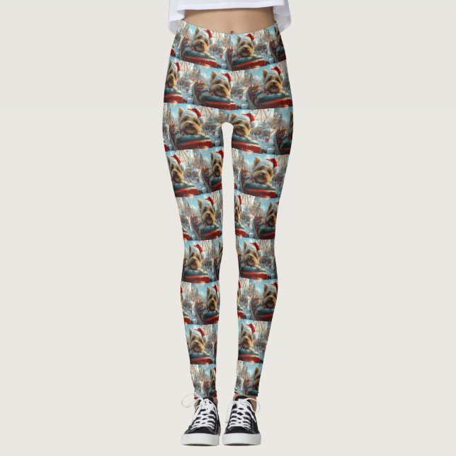 Biewer Terrier Dog Roller Untersetzer Weihnachten Leggings (Vorderseite)