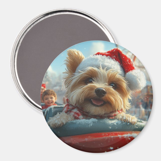 Biewer Terrier Dog Roller Untersetzer Weihnachten Magnet (Vorderseite/Rückseite)