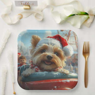 Biewer Terrier Dog Roller Untersetzer Weihnachten Pappteller