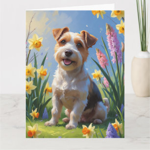 Biewer Terrier Dog Spring Blumen Malerei Karte