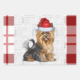 Biewer Terrier Dog und Red Kariert Holiday Geschenkpapier Set