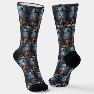 Biewer Terrier Dog Whimsical Halloween Malerei Socken