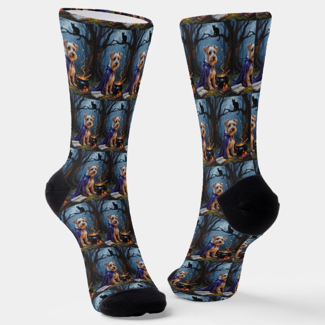 Biewer Terrier Dog Whimsical Halloween Malerei Socken (Gewinkelt)